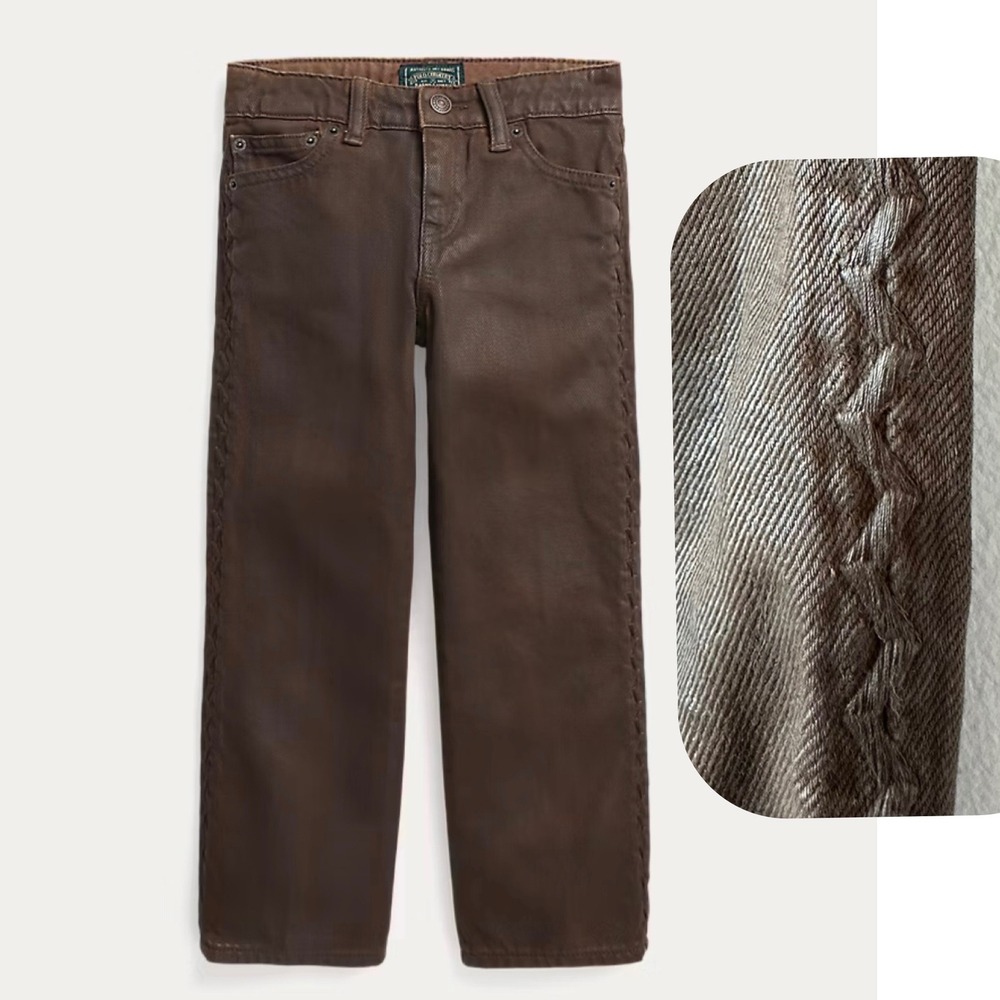 RALPH LAUREN POLO COUNTRY Girls Brown High-Rise Straight Western Jean NWT 4
